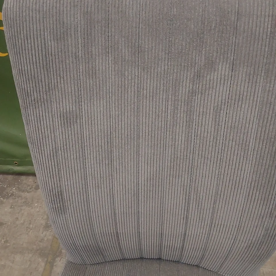 DESIGNER LINED GREY FABRIC UPHOLSTERED DINING CHAIR