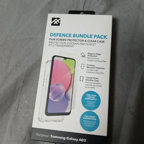 BOX OF APPROXIMATELY SAMSUNG GALAXY A03 DEFENCE BUNDLE PACK – SCREEN PROTECTOR & CLEAR CASE