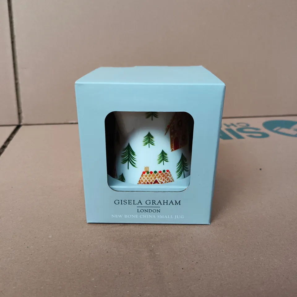 6 BOXED GISELA GRAHAM CHRISTMAS BONE FINE CHINA SMALL JUGS