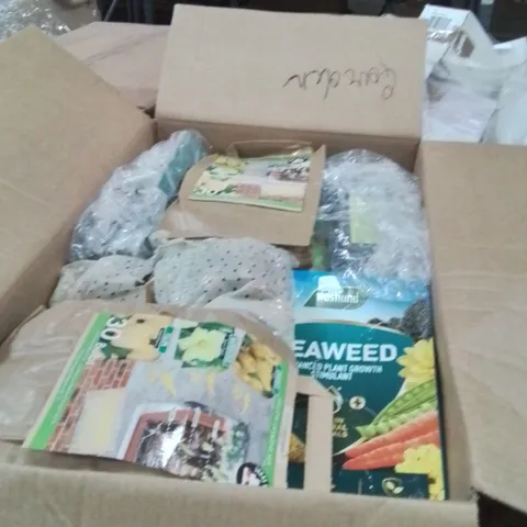 PALLET CONTAINING A VERY LARGE QUANTITY OF ASSORTED GARDEN PRODUCTS TO INCLUDE;FRUIT FLY TRAPS,SPEEDY SEED,YELLOW LASAGNE MIX