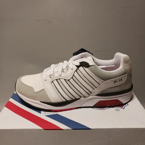 BOXED PAIR OF K-SWISS LIFESTYLE SI-18 RANNELL TRAINERS, WHITE/RED - UK SIZE 9