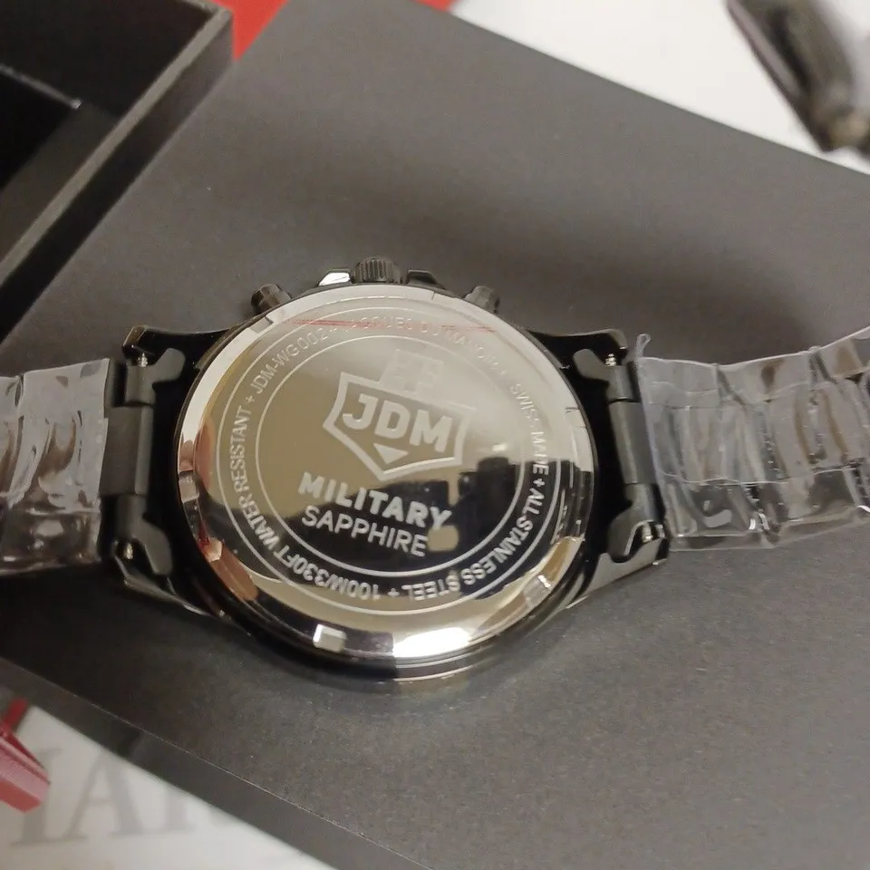 BOXED JDM GENTS SWISS MADE ALPHA CHRONO WATCH - MILITARY SAPPHIRE
