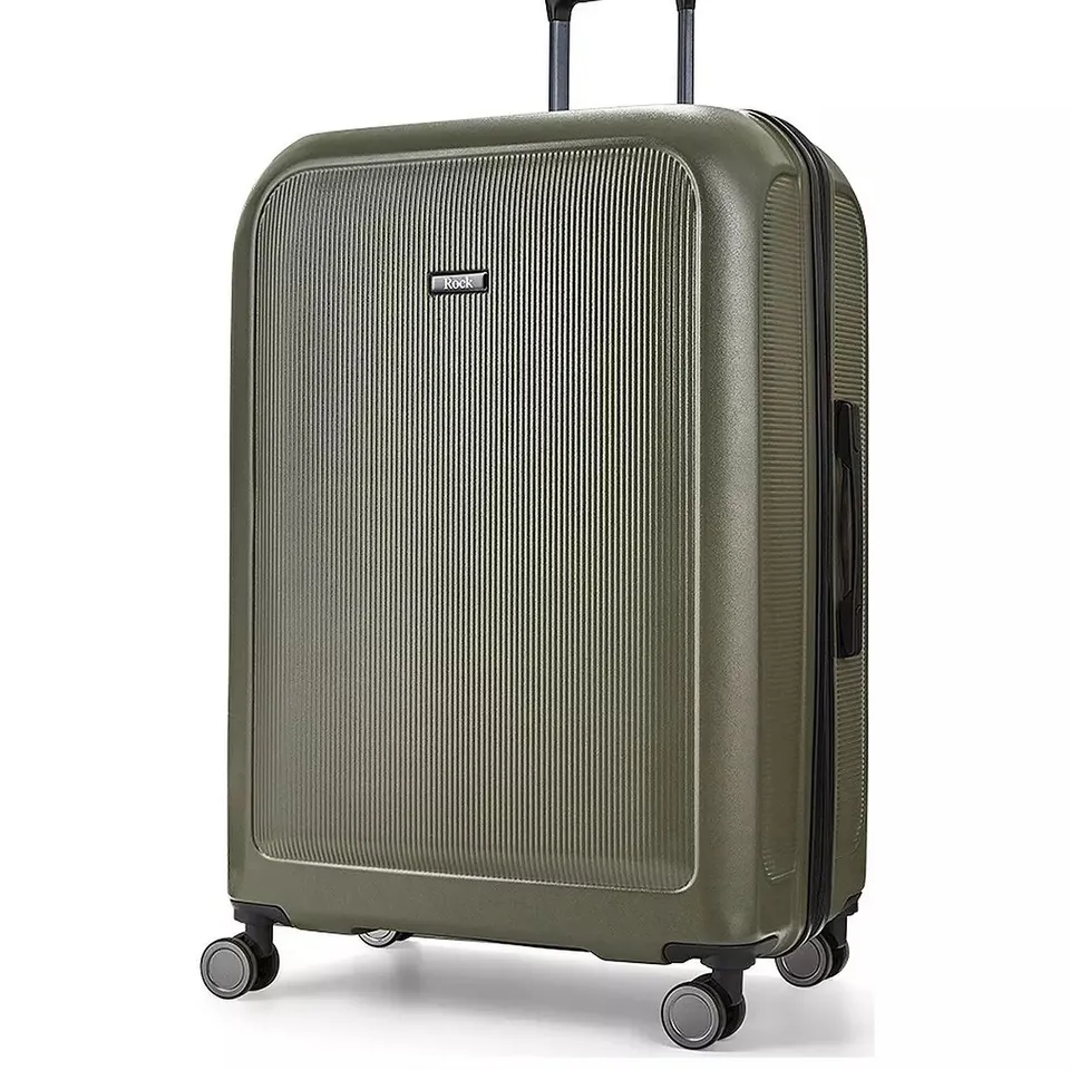 ROCK LUGGAGE AUSTIN 8 WHEEL HARDSHELL PP LARGE SUITCASE WITH TSA LOCK -OLIVE GREEN - COLLECTION ONLY