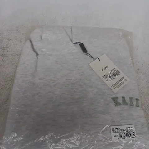 KAIIA SPORT SIDE STRIPE OVERSIZED HOODIE – LIGHT GREY MARL & SAGE, UK SIZE 12