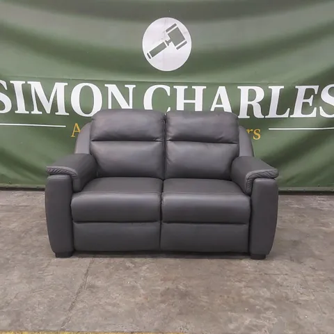 QUALITY DESIGNER ITALIAN MADE LEATHER AVILA LOVESEAT - DARK GREY