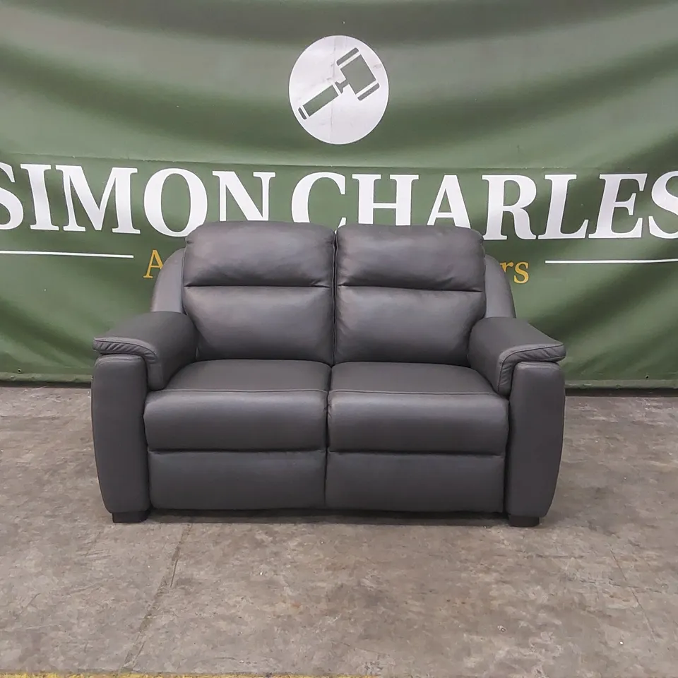 QUALITY DESIGNER ITALIAN MADE LEATHER AVILA LOVESEAT - DARK GREY