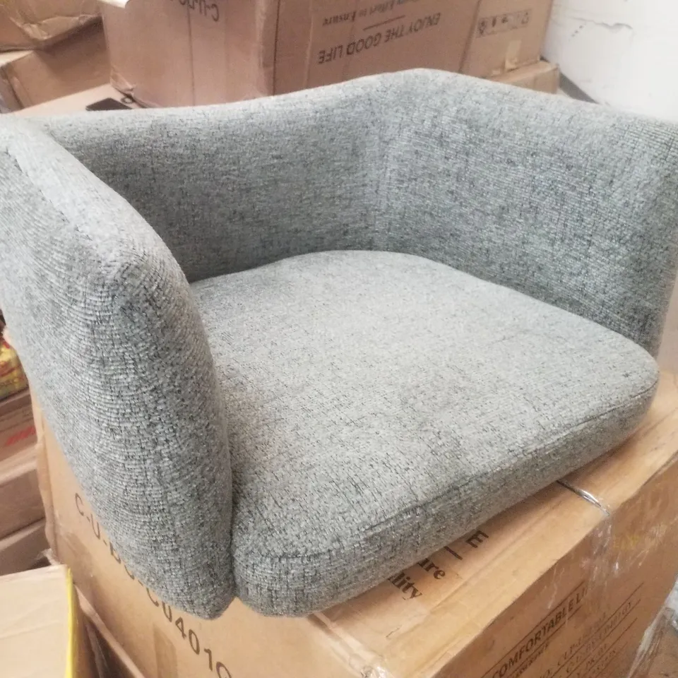 BOXED GREY FABRIC SWIVEL DINING CHAIR