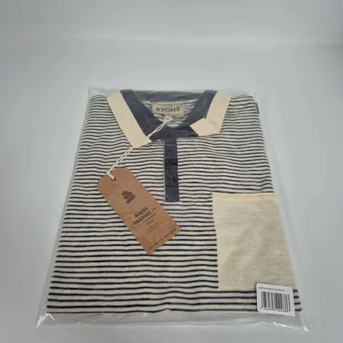 SONS OBAN STRIPE POLO NAVY/RAW β SIZE M (MEN'S)