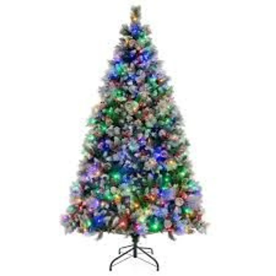 BOXED COSTWAY PRE LIT WARM WHITE LED ARTIFICIAL CHRISTMAS TREE 7FT