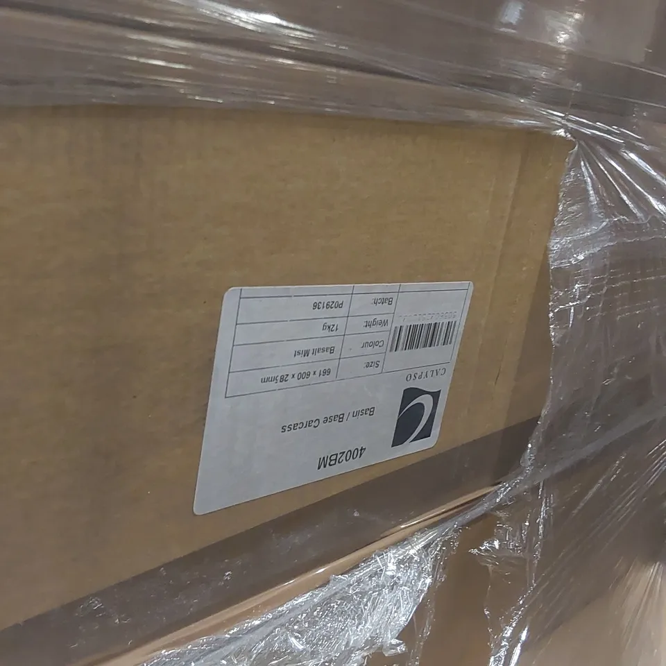 PALLET CONTAINING A LARGE QUANTITY OF ASSORTED BATHROOM FURNITURE PARTS INCLUDING: CALYPSO WALL UNITS, CALYPSO BASE CARCASSES ECT