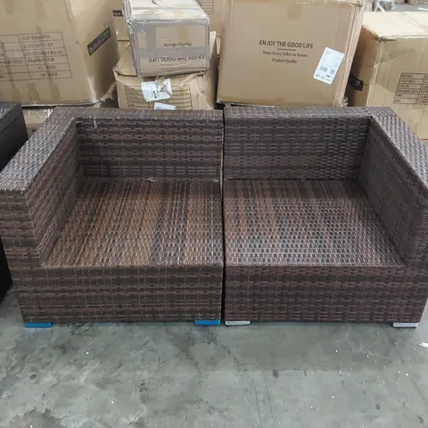 DESIGNER 2-PIECE BROWN RATTAN PATIO/GARDEN SOFA