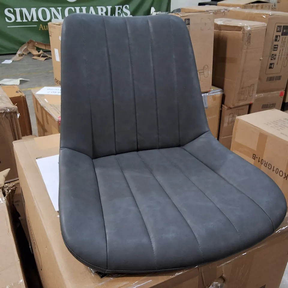 BOXED SET OF 4 FAUX LEATHER DARK GREY DINING CHAIRS