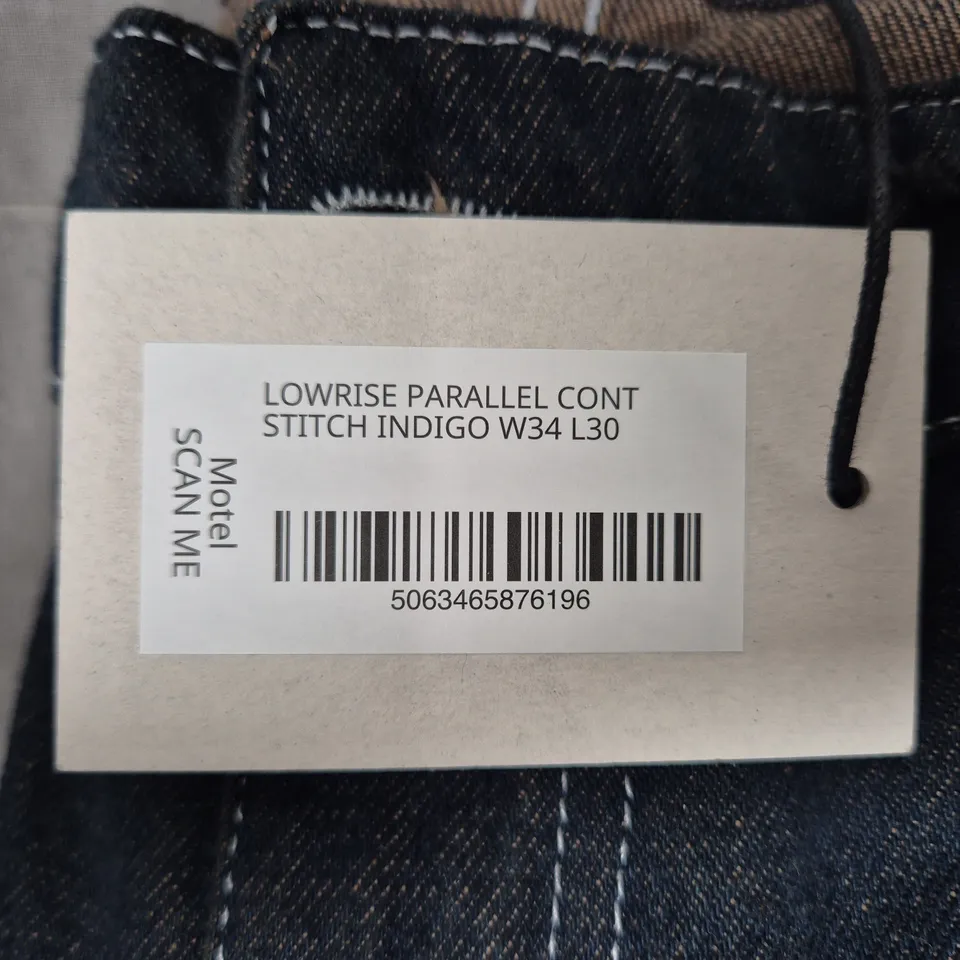 MOTEL DENIM LOW RISE JEANS INDIGO, W34 L30