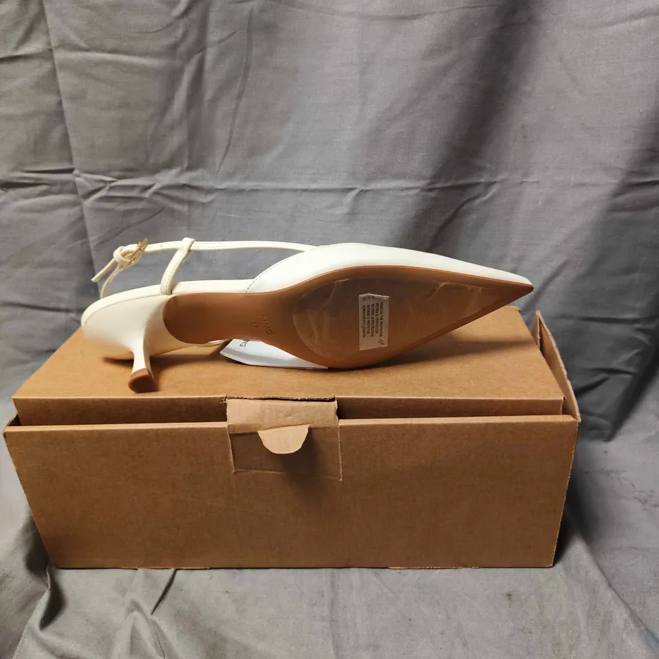 BOX PAIR OF MNG WHITE SLINGBACK HEELS - SIZE 37