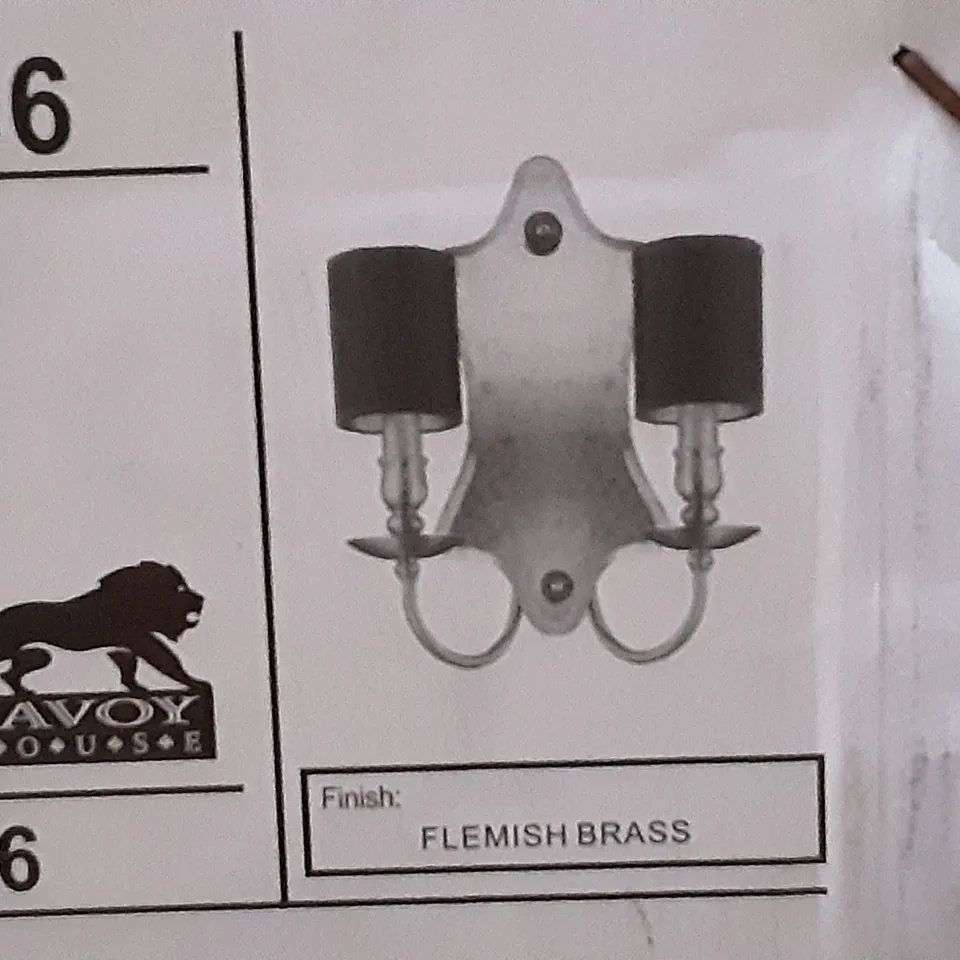 BOXED WALL LIGHT - FLEMISH BRASS FINISH ( gold / black )