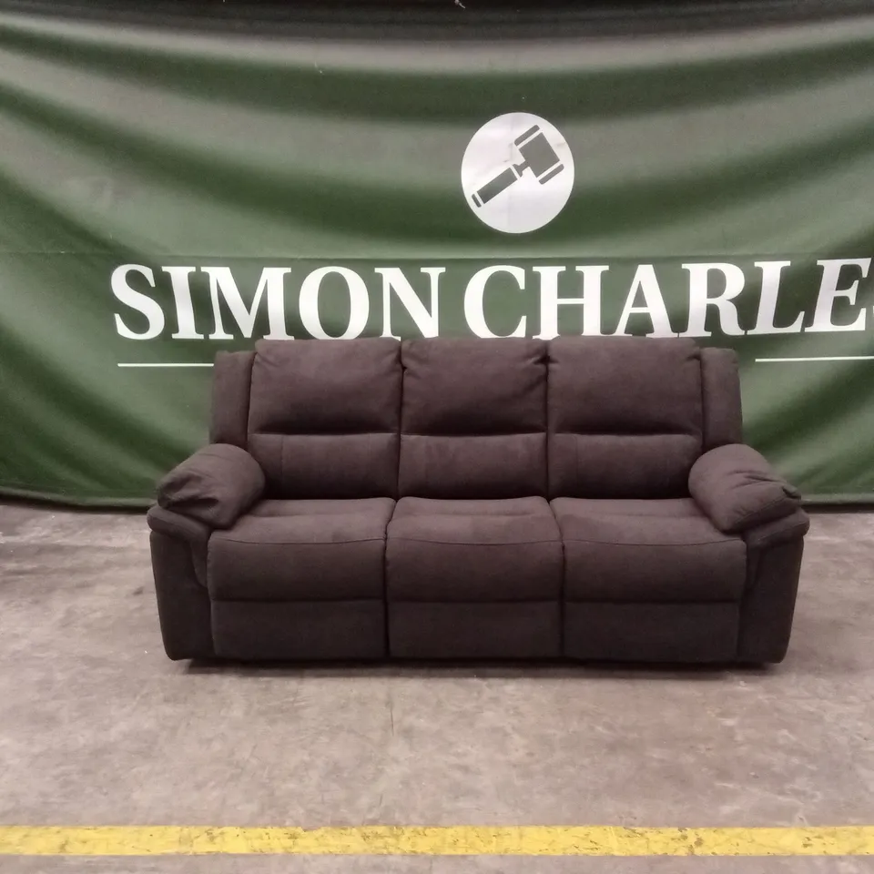 ALBION FABRIC 3 SEATER HIGH BACK MANUAL RECLINER SOFA - CHARCOAL RRP £749