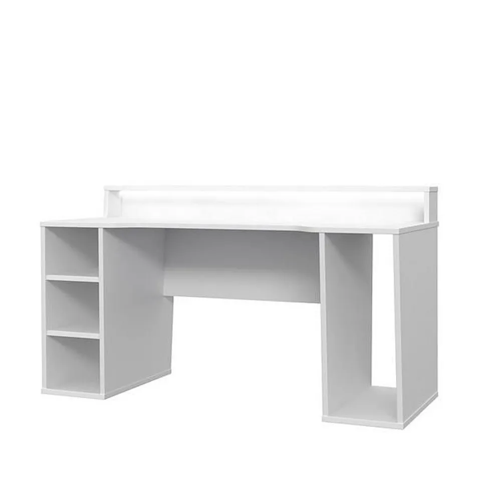 BOXED DYLAN GAMING DESK WITH LED LIGHTING - WHITE (3 BOXES) RRP £259