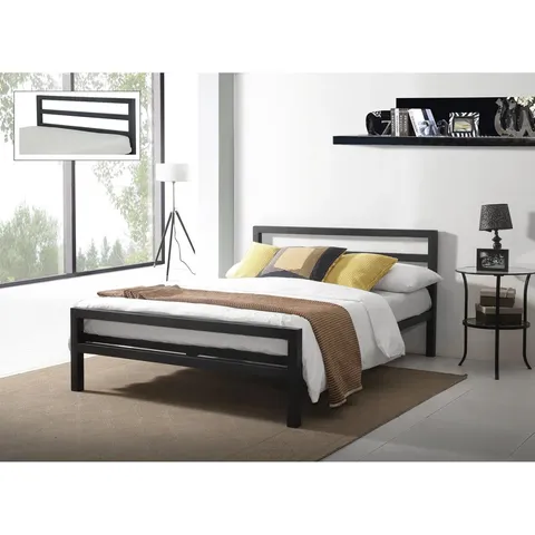 BOXED SHAKIA BED FRAME - 4' SMALL DOUBLE, BLACK (2 BOXES)
