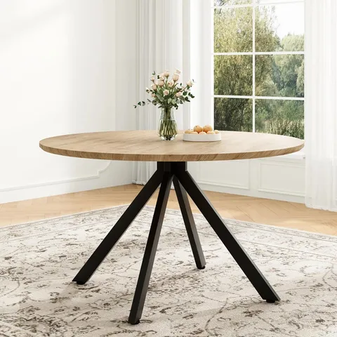 BOXED WHOLE BOARD ROUND DINING TABLE - BROWN/BLACK (1 BOX)