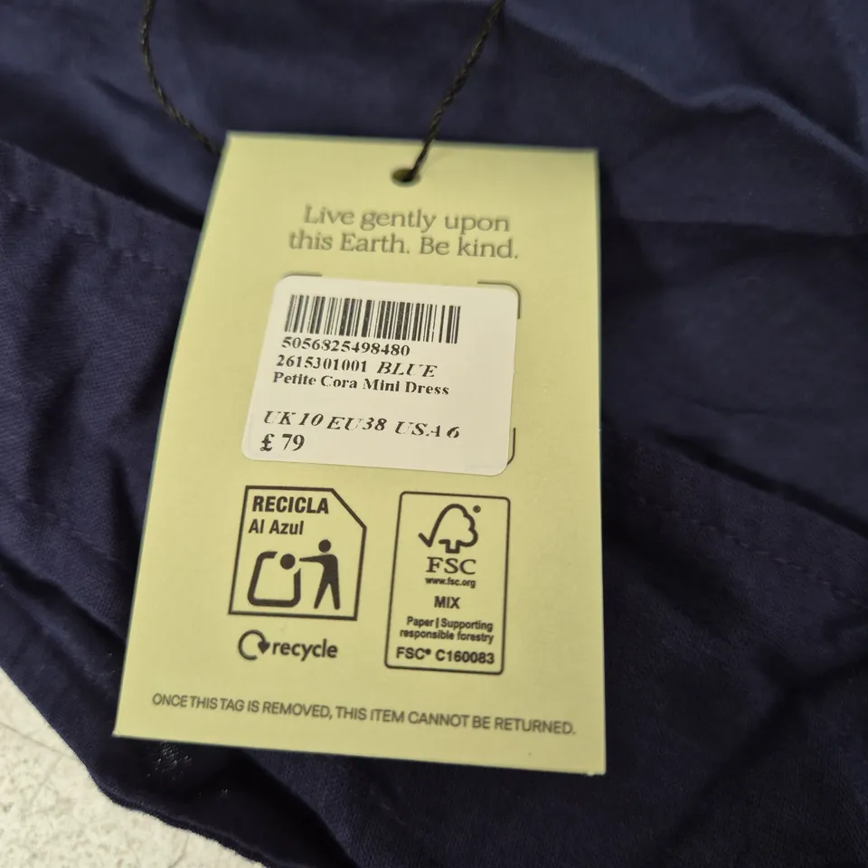 NOBODY'S CHILD PETITE CORA MINI DRESS – NAVY, UK 10 (EU 38, US 6)