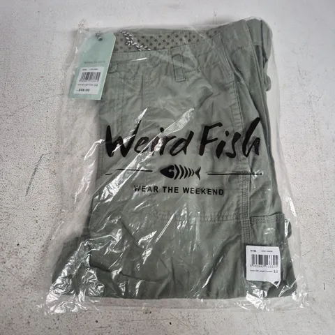 BAGGED WEIRD FISH SALENA ARMY GREEN 3/4 LENGTH TROUSERS – UK 12