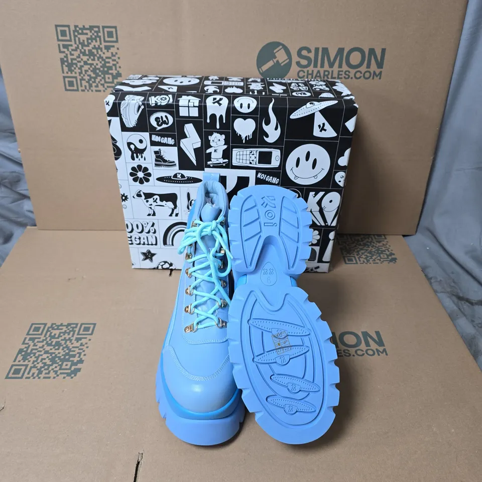 BOXED KOI CRYBABY BLUE VILUN PLATFORM BOOTS UK SIZE 9 