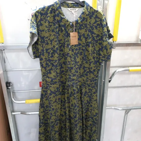 BODEN WOMEN’S DRESS – UK 16R, NAVY & OLIVE PRINT