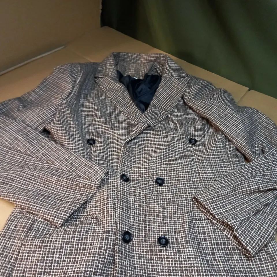 DESIGNER BROWN SMALL CHECKED BLAZER - XL