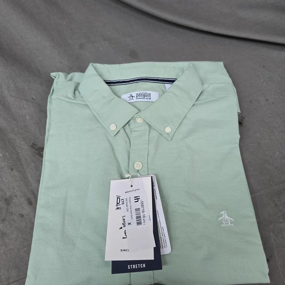 ORIGINAL PENGUIN MEN'S LIGHT GREEN BUTTON-DOWN SHIRT – SIZE XL