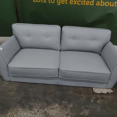 DESIGNER TWO SEATER SOFA LIGHT GREY LEATHER