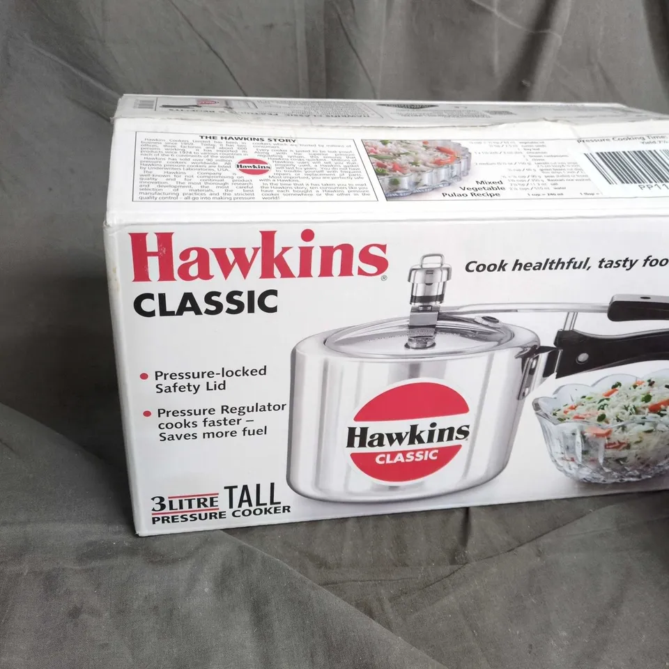 HAWKINS CLASSIC 3 LITRE TALL PRESSURE COOKER – BOXED