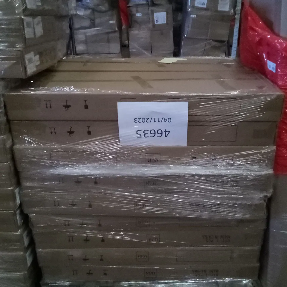 PALLET OF APPROXIMATELY 18 BOXED L-SHAPED COMPUTER DESKS 