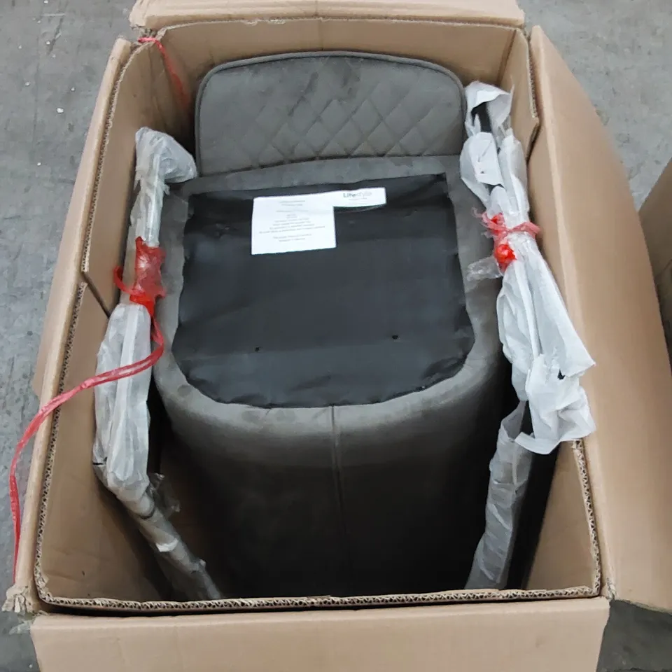 BOXED HAMPTON DINING CHAIR IN GREY VELVET WITH BLACK LEGS - SET OF 2