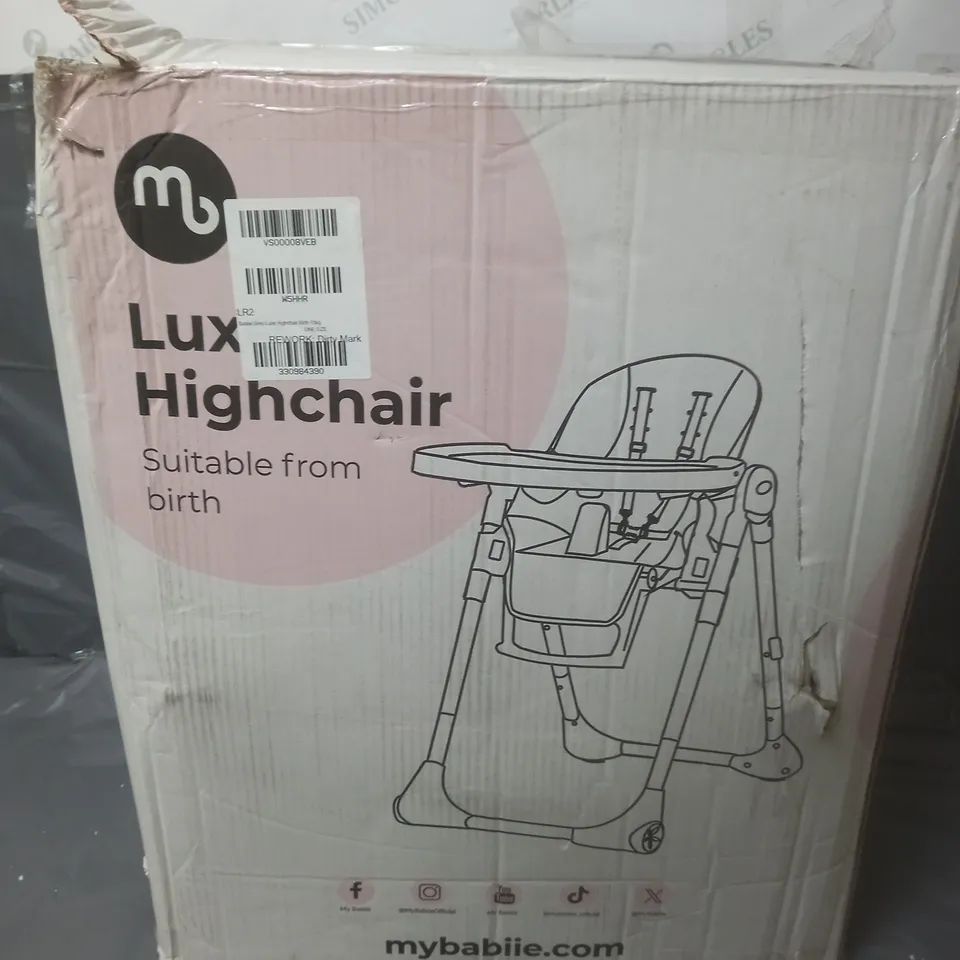 BOXED MY BABIIE GREY LUXE HIGHCHAIR BIRTH-15KG