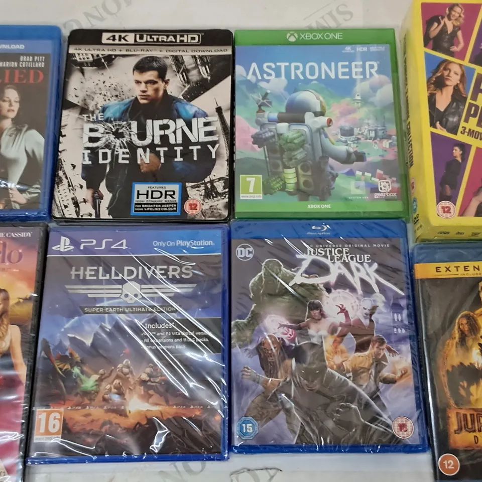 LOT OF APPROXIMATELY 45 ASSORTED MEDIA ITEMS TO INCLUDE HELLDIVER FOR PS4, PITCH PERFECT BOX SET AND MARCUS MILLER CD