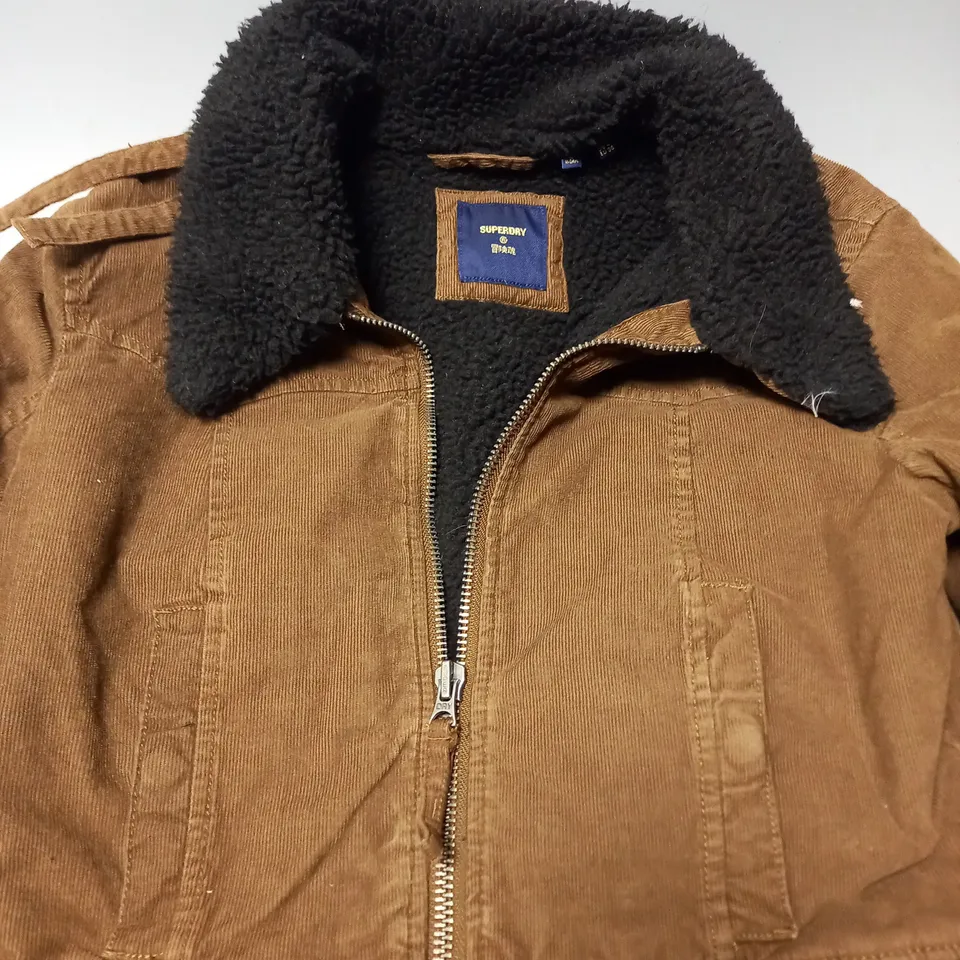 SUPERDRY BROWN CORD JACKET WITH FUR INSIDE - KIDS UK 8