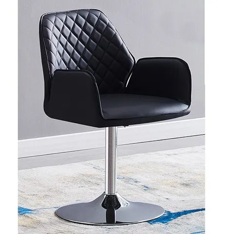 BRAND NEW BOXED SET OF 2 BUCKETEER FAUX LEATHER DINING CHAIRS IN BLACK WITH SWIVEL ACTION (1 BOX)