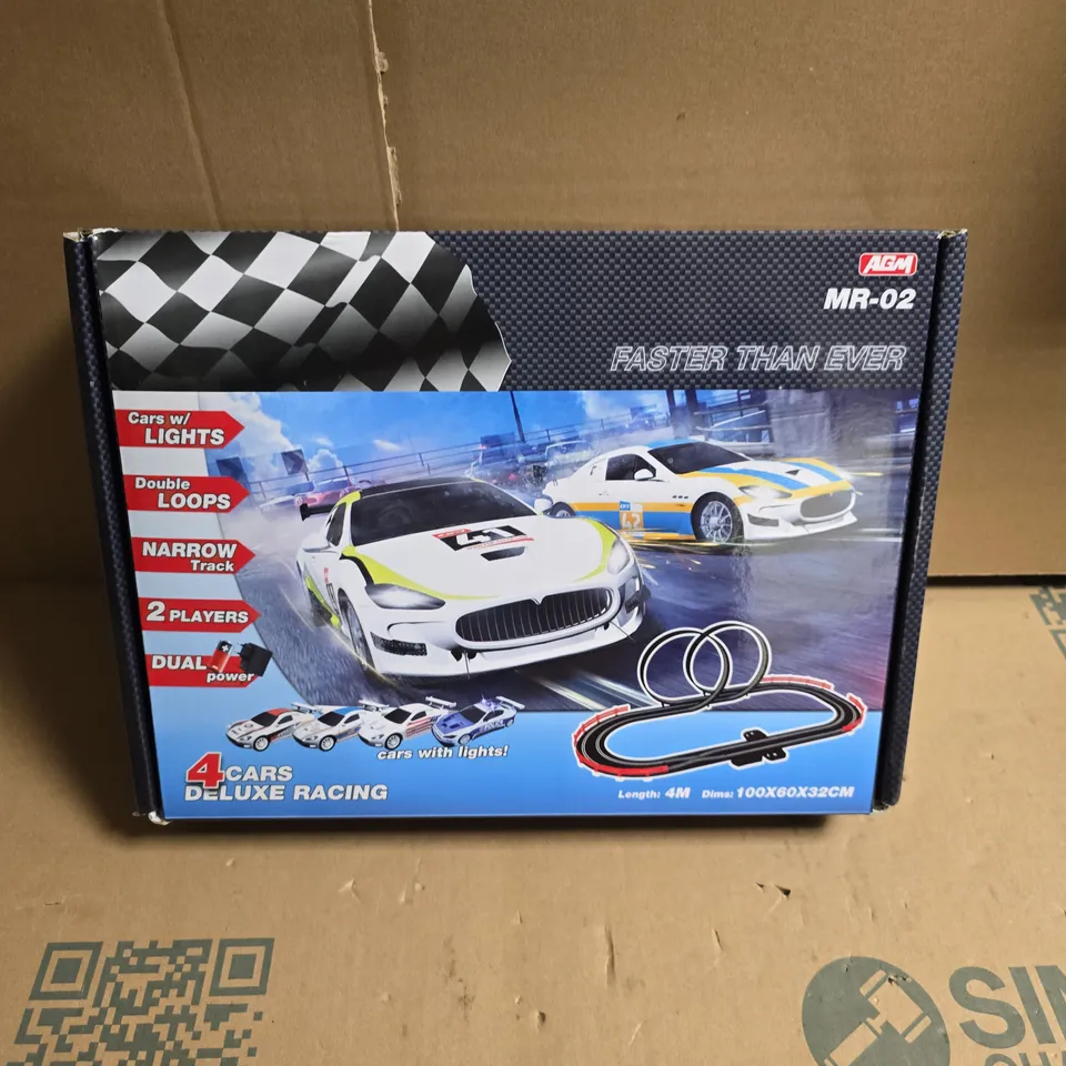 DELUXE 4-CAR RACING SET MR-02 – BOXED TOY CAR TRACK