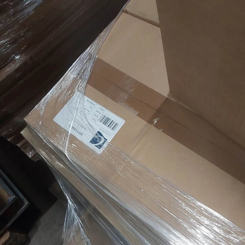 PALLET CONTAINING A LARGE QUANTITY OF ASSORTED BATHROOM FURNITURE PARTS INCLUDING: VANITY CARCASS, TALL WALL DOOR FURNITURE PART, VANITY PELMET PANEL ECT