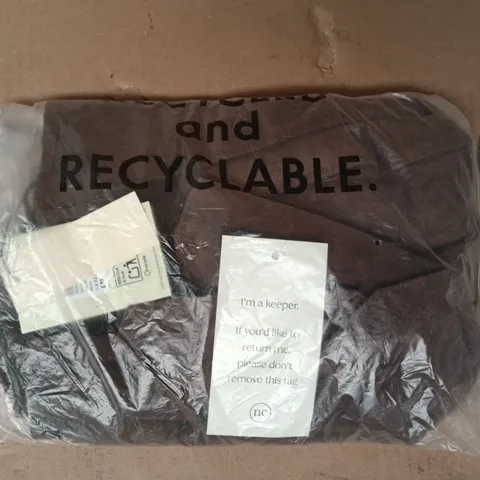 BAGGED NOBODY'S CHILD NILA PINAFORE MINI DRESS IN BROWN SIZE UK 12