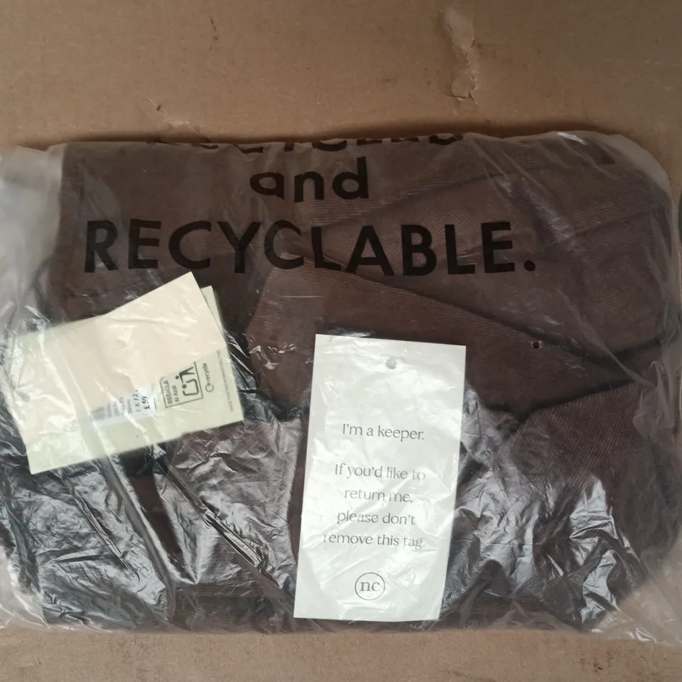 BAGGED NOBODY'S CHILD NILA PINAFORE MINI DRESS IN BROWN SIZE UK 12