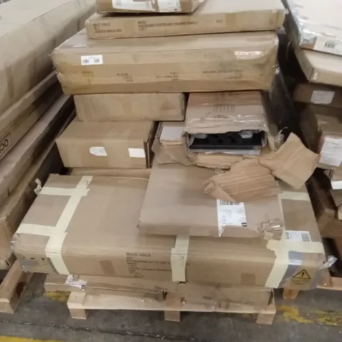 PALLET OF ASSORTED INCOMPLETE DESIGNER FURNITURE PARTS AND PIECES 
