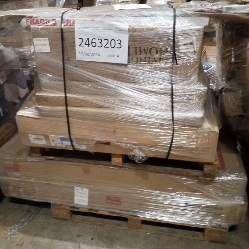 PALLET CONTAINING ASSORTED PRODUCTS INCLUDING LARGE WOODEN GARDEN PLANTER, DINING  TABLE & KITCHEN SINK