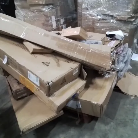 PALLET OF ASSORTED HOUSEHOLD GOODS AND PRODUCTS TO INCLUDE;AUDIO AMPLIFIER,DYSON HOOVER HEAD,DRILL BATTERY 