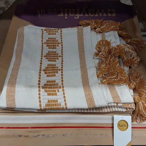 BAGGED EMBROIDERED PANGEA THROW BLANKET IN OCHRE - 125 x 150CM (1 ITEM)