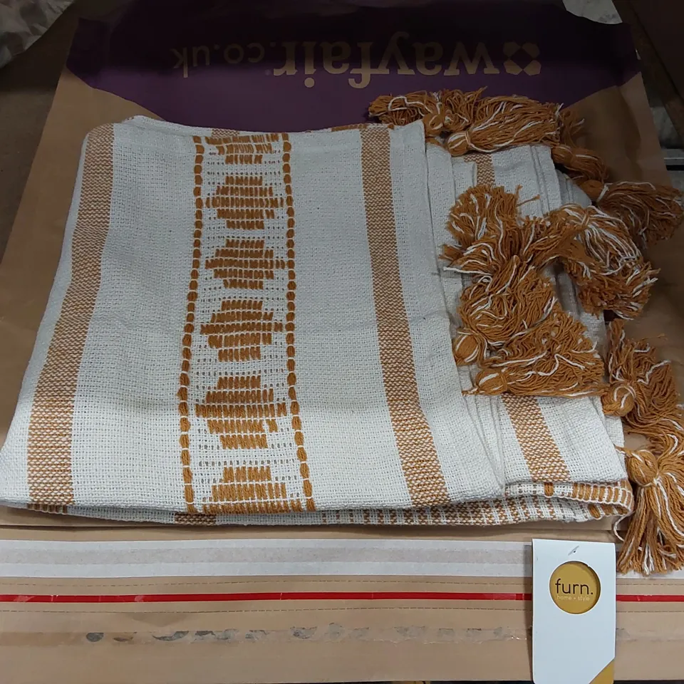 BAGGED EMBROIDERED PANGEA THROW BLANKET IN OCHRE - 125 x 150CM (1 ITEM)