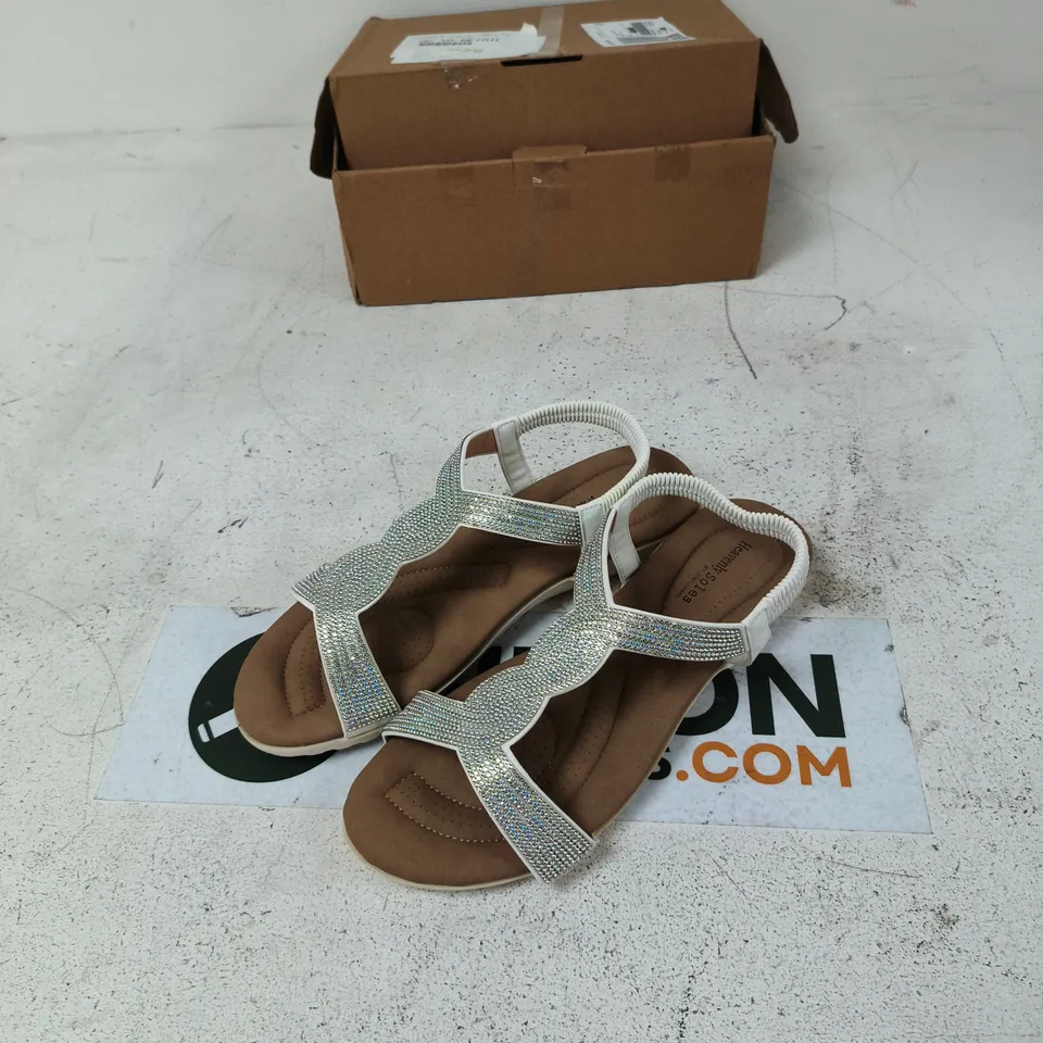 HEAVENLY SOLES BY JD WILLIAMS WOMEN'S WHITE RHINESTONE SANDALS, UK 9 (EU 43, EW)