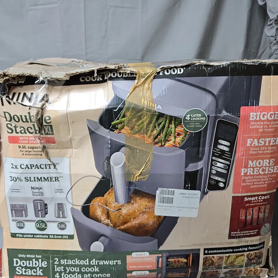 OUTLET NINJA DOUBLE STACK XL 2 DRAWER 9.5L AIR FRYER WITH SMART COOK SL451UK