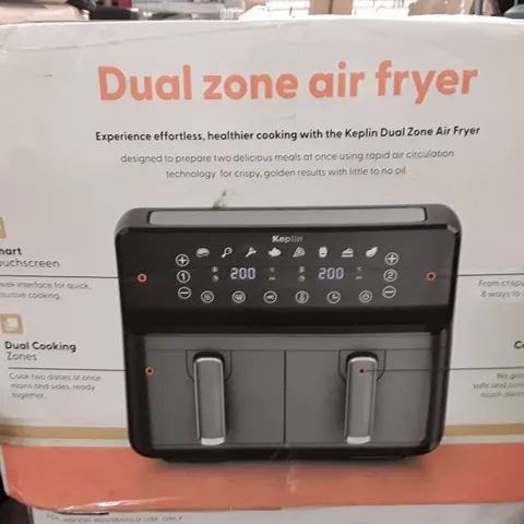 BOXED KEPLIN 9 LITRE AIR FRYER WITH DUAL COOKING ZONES BLACK COLOUR