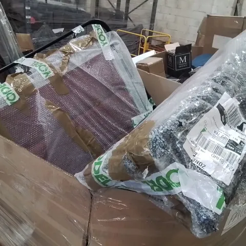 PALLET OF ASSORTED HOUSEHOLD GOODS AND PRODUCTS TO INCLUDE;PARASOL,SUN LOUNGER,IRONING BOARD